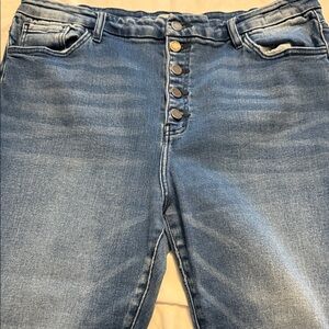 KanCan High Rise Denim Jeans with Button Detail